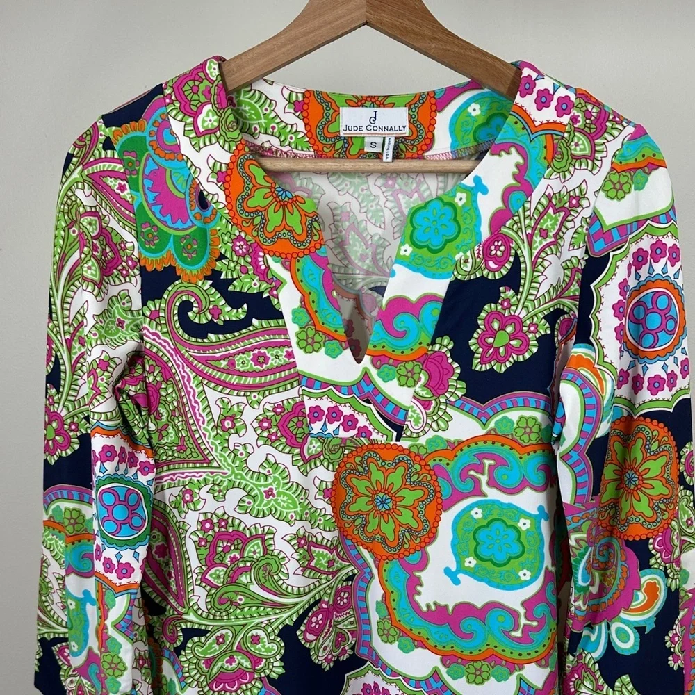 Jude Connally Colorful Paisley Print Dress women’s small - Picture 3 of 9